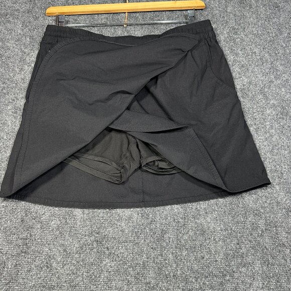 Eddie Bauer Tulip Hem Skort Womens Medium Black Nylon Stretch Pull On Pocket - Picture 7 of 7